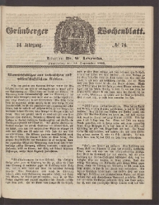 Gr&uuml;nberger Wochenblatt, No. 76. (23. September 1858)