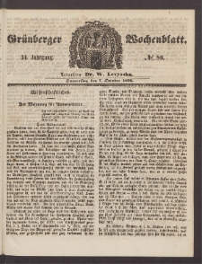Gr&uuml;nberger Wochenblatt, No. 80. (7. Oktober 1858)