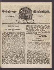 Grünberger Wochenblatt, No. 81. (11. Oktober 1858)
