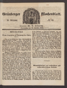 Gr&uuml;nberger Wochenblatt, No. 84. (21. Oktober 1858)