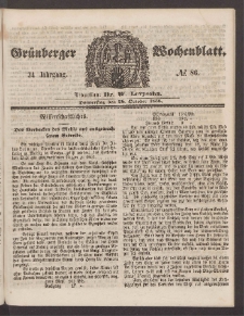 Gr&uuml;nberger Wochenblatt, No. 86. (28. Oktober 1858)