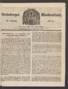 Gr&uuml;nberger Wochenblatt, No. 94. (25. November 1858)