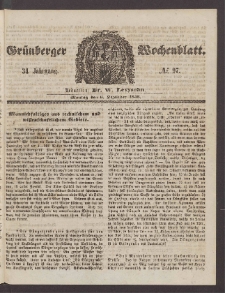 Gr&uuml;nberger Wochenblatt, No. 97. (6. Dezember 1858)