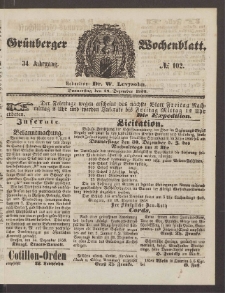 Gr&uuml;nberger Wochenblatt, No. 102. (23. Dezember 1858)