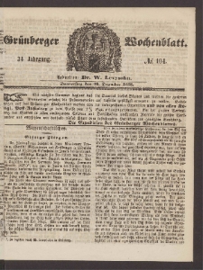 Gr&uuml;nberger Wochenblatt, No. 104. (30. Dezember 1858)