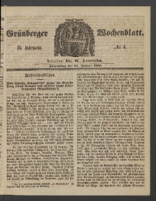 Gr&uuml;nberger Wochenblatt, No. 4. (13. Januar 1859)