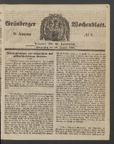 Gr&uuml;nberger Wochenblatt, No. 6. (20. Januar 1859)