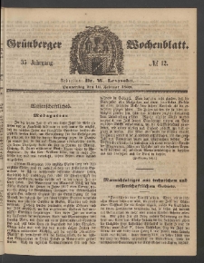 Grünberger Wochenblatt, No. 12. (10. Februar 1859)