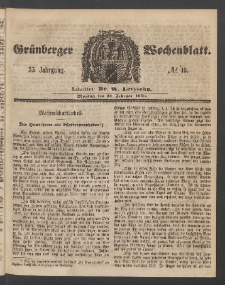 Gr&uuml;nberger Wochenblatt, No. 15. (21. Februar 1859)