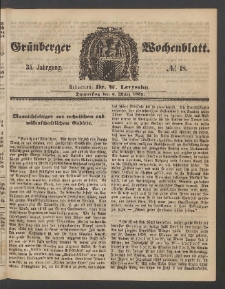 Grünberger Wochenblatt, No. 18. (3. März 1859)