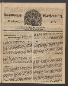 Gr&uuml;nberger Wochenblatt, No. 25. (28. M&auml;rz 1859)