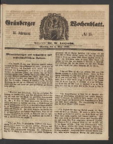 Gr&uuml;nberger Wochenblatt, No. 35. (2. Mai 1859)