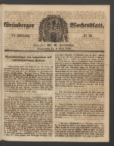 Gr&uuml;nberger Wochenblatt, No. 36. (5. Mai 1859)