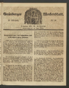 Gr&uuml;nberger Wochenblatt, No. 50. (23. Juni 1859)