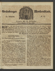 Gr&uuml;nberger Wochenblatt, No. 52. (30. Juni 1859)