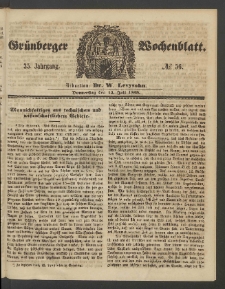 Gr&uuml;nberger Wochenblatt, No. 56. (14. Juli 1859)