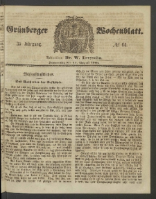 Gr&uuml;nberger Wochenblatt, No. 64. (11. August 1859)