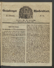 Gr&uuml;nberger Wochenblatt, No. 65. (15. August 1859)