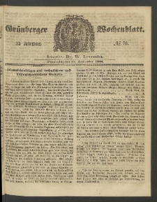 Gr&uuml;nberger Wochenblatt, No. 76. (22. September 1859)