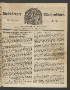 Gr&uuml;nberger Wochenblatt, No. 87. (31. Oktober 1859)