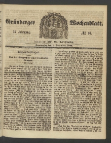 Grünberger Wochenblatt, No. 96. (1. December 1859)