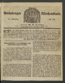 Gr&uuml;nberger Wochenblatt, No. 104. (29. December 1859)
