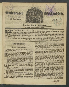 Gr&uuml;nberger Wochenblatt, No. 1. (2. Januar 1860)