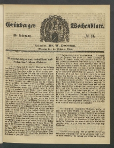 Gr&uuml;nberger Wochenblatt, No. 13. (13. Februar 1860)
