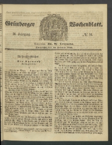 Grünberger Wochenblatt, No. 14. (16. Februar 1860)