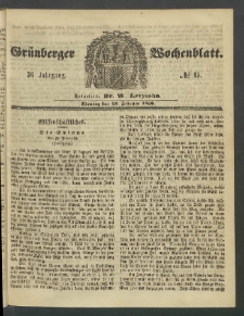 Gr&uuml;nberger Wochenblatt, No. 15. (20. Februar 1860)