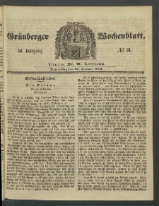Gr&uuml;nberger Wochenblatt, No. 16. (23. Februar 1860)