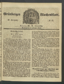 Gr&uuml;nberger Wochenblatt, No. 17. (27. Februar 1860)