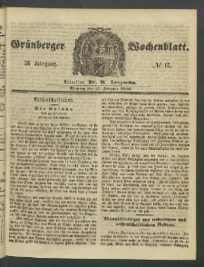 Grünberger Wochenblatt, No. 17. (27. Februar 1860)