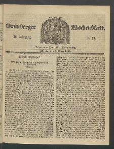 Gr&uuml;nberger Wochenblatt, No. 19. (5. M&auml;rz 1860)