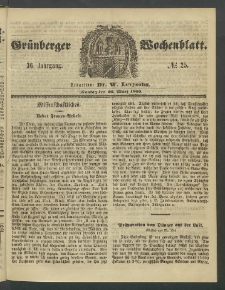 Gr&uuml;nberger Wochenblatt, No. 25. (26. M&auml;rz 1860)