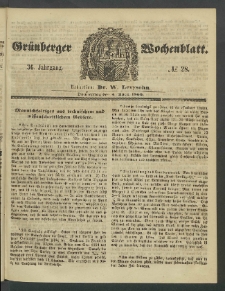 Grünberger Wochenblatt, No. 28. (5. April 1860)