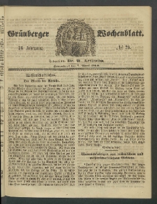 Gr&uuml;nberger Wochenblatt, No. 29. (7. April 1860)