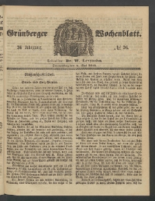 Gr&uuml;nberger Wochenblatt, No. 36. (3. Mai 1860)