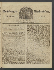 Gr&uuml;nberger Wochenblatt, No. 43. (26. Mai 1860)