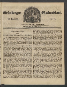 Grünberger Wochenblatt, No. 51. (25. Juni 1860)