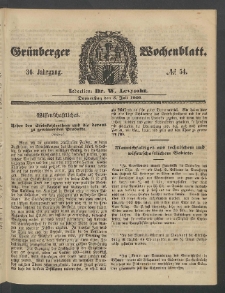 Gr&uuml;nberger Wochenblatt, No. 54. (5. Juli 1860)