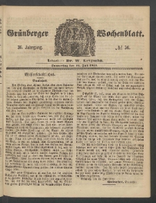 Gr&uuml;nberger Wochenblatt, No. 56. (12. Juli 1860)
