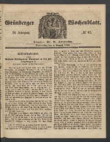 Grünberger Wochenblatt, No. 62. (2. August 1860)