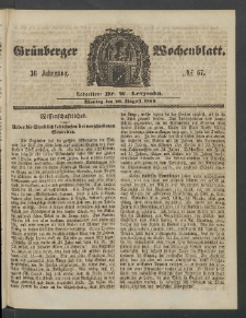 Grünberger Wochenblatt, No. 67. (20. August 1860)