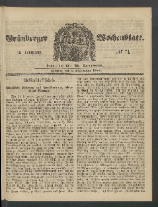 Grünberger Wochenblatt, No. 71. (3. September 1860)