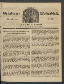 Grünberger Wochenblatt, No. 72. (6. September 1860)