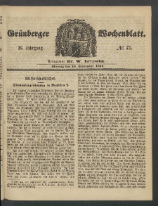 Grünberger Wochenblatt, No. 73. (10. September 1860)