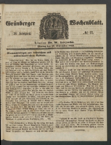 Grünberger Wochenblatt, No. 77. (24. September 1860)