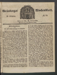 Grünberger Wochenblatt, No. 83. (15. Oktober 1860)