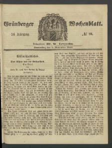 Gr&uuml;nberger Wochenblatt, No. 88. (1. November 1860)